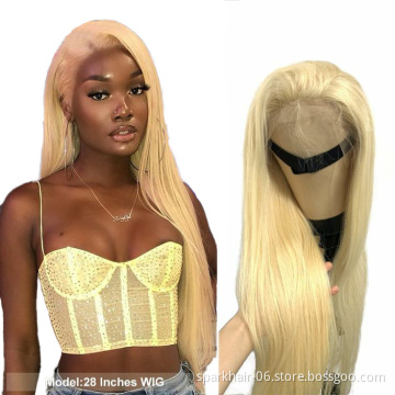 Wholesale 150% Density Platinum Honey Blonde 613 Straight Transparent Swiss Lace Frontal Wigs 13*4 Lace Wigs with Baby Hair